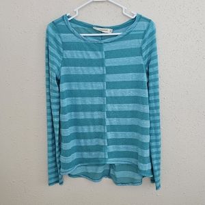 Pilcro and the Letterpress Anthropologie Long Sleeve Striped Blue Shirt